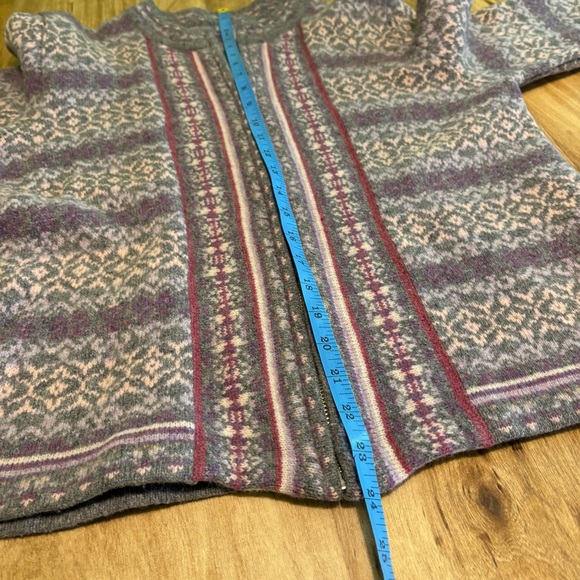 Eagles Eye 100% Lambswool Full Zip Sweater Geometric Stripes Womens Size XL - Picture 7 of 9